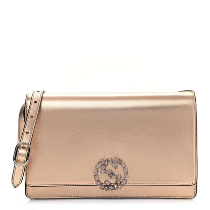 Gucci Metallic Nappa Crystal GG Broadway Shoulder Bag Pink 1 of 15