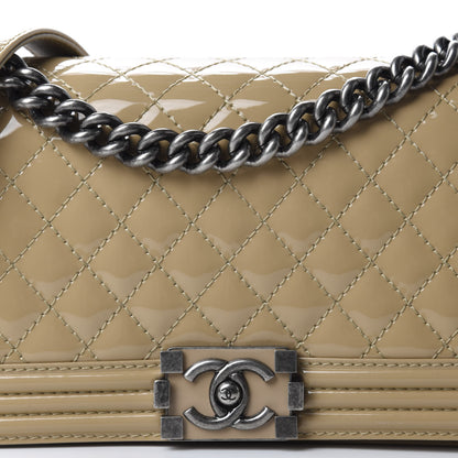 Chanel Patent Calfskin Enamel Quilted Medium Boy Flap Beige 10 of 11