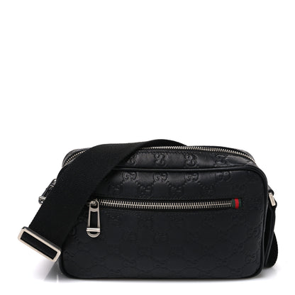 Gucci GG Calfskin Embossed Emblem Small Crossbody Bag Black 1 of 10