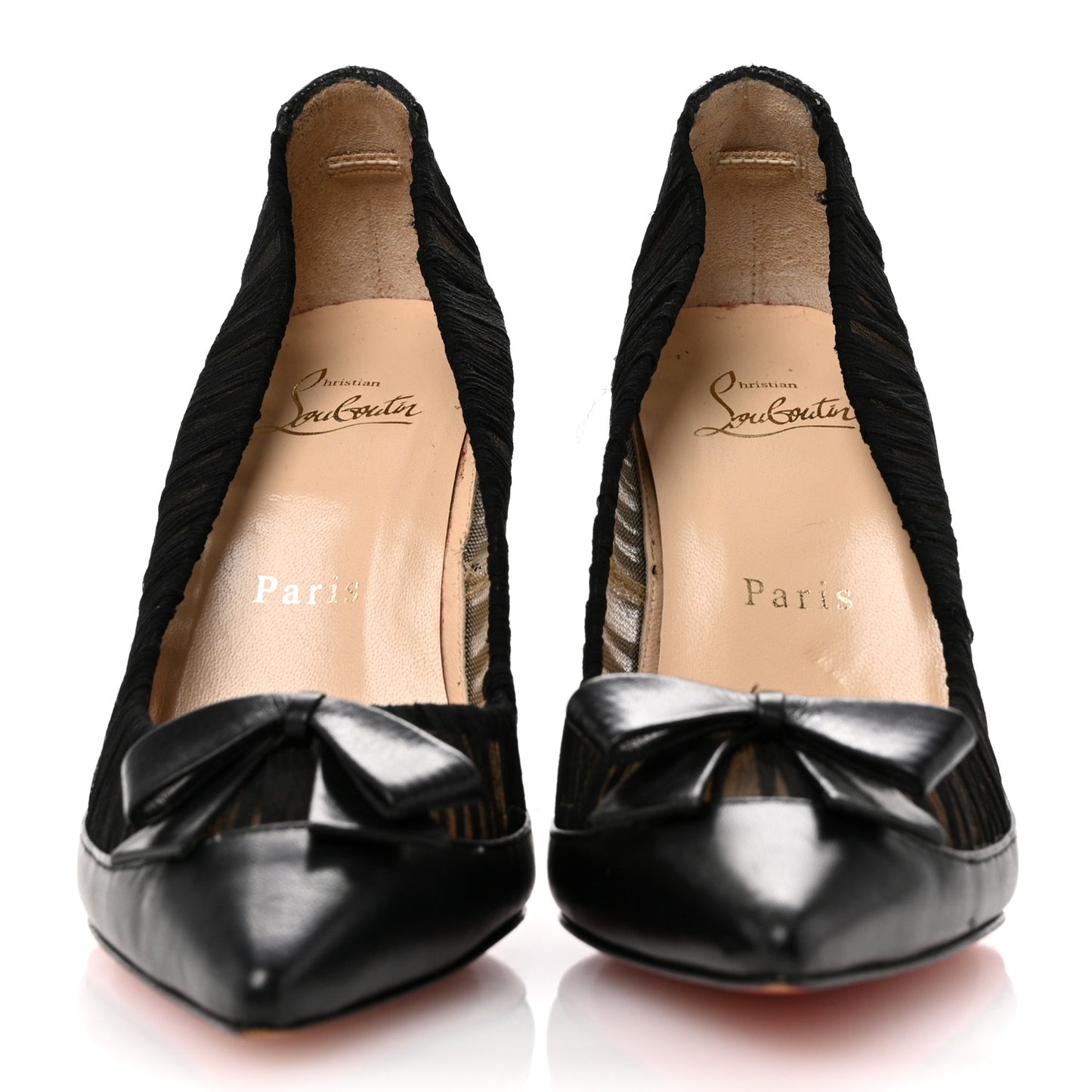 Tulle Calfskin Follies Draperia Bow 100 Pump 36 Black