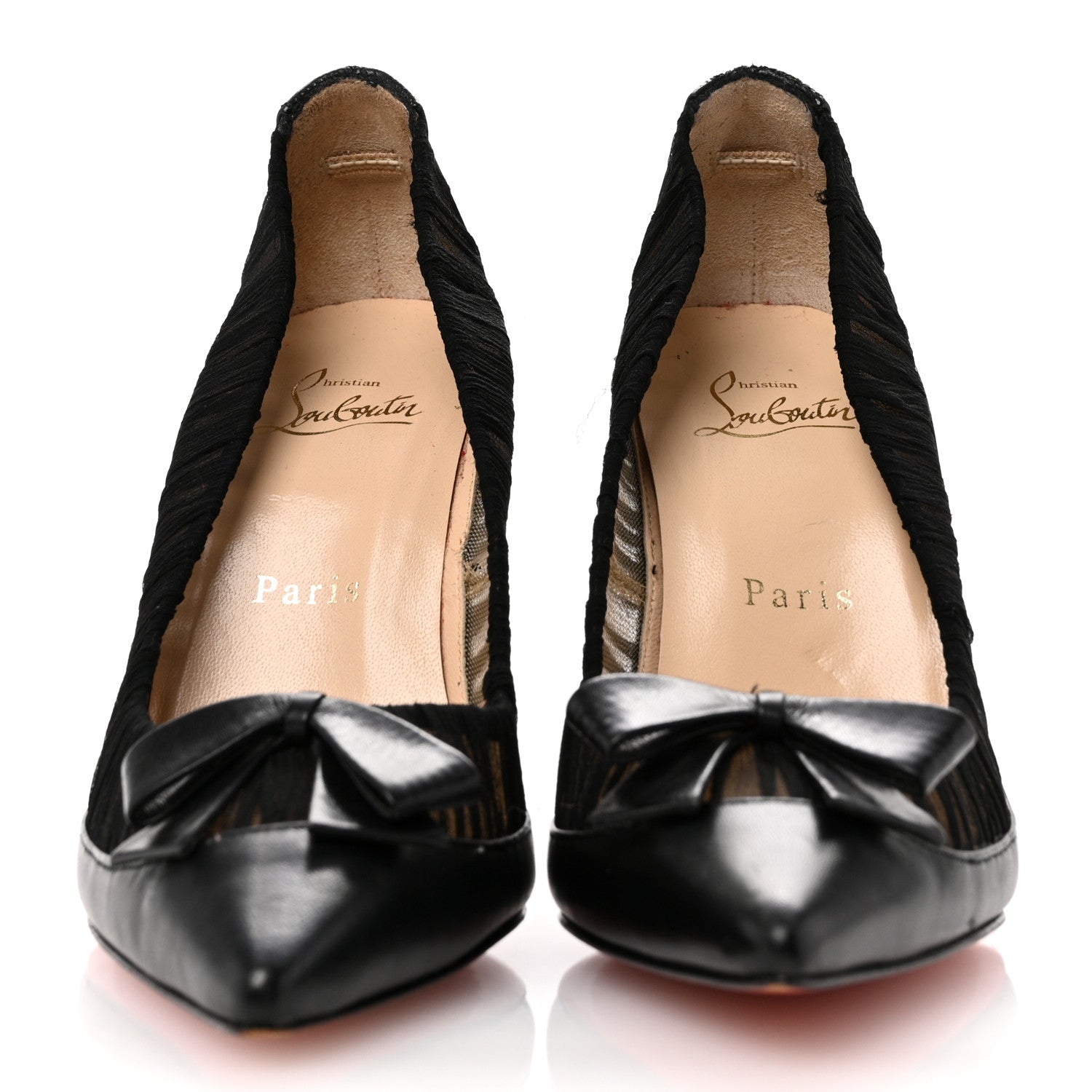 Christian Louboutin Tulle Calfskin Follies Draperia Bow 100 Pump 36 Black 3 of 8