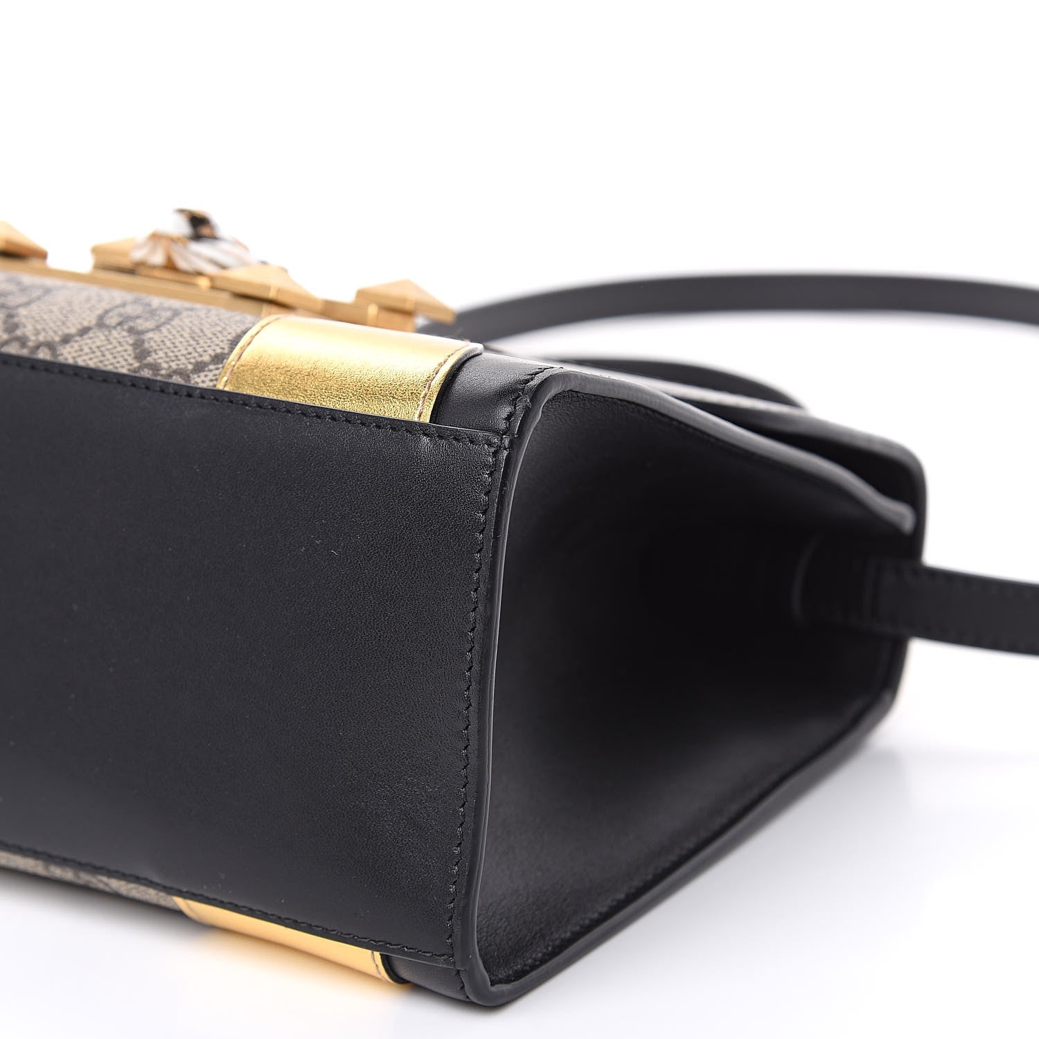 Gucci GG Supreme Monogram Small Osiride Top Handle Bag Black Gold 10 of 12