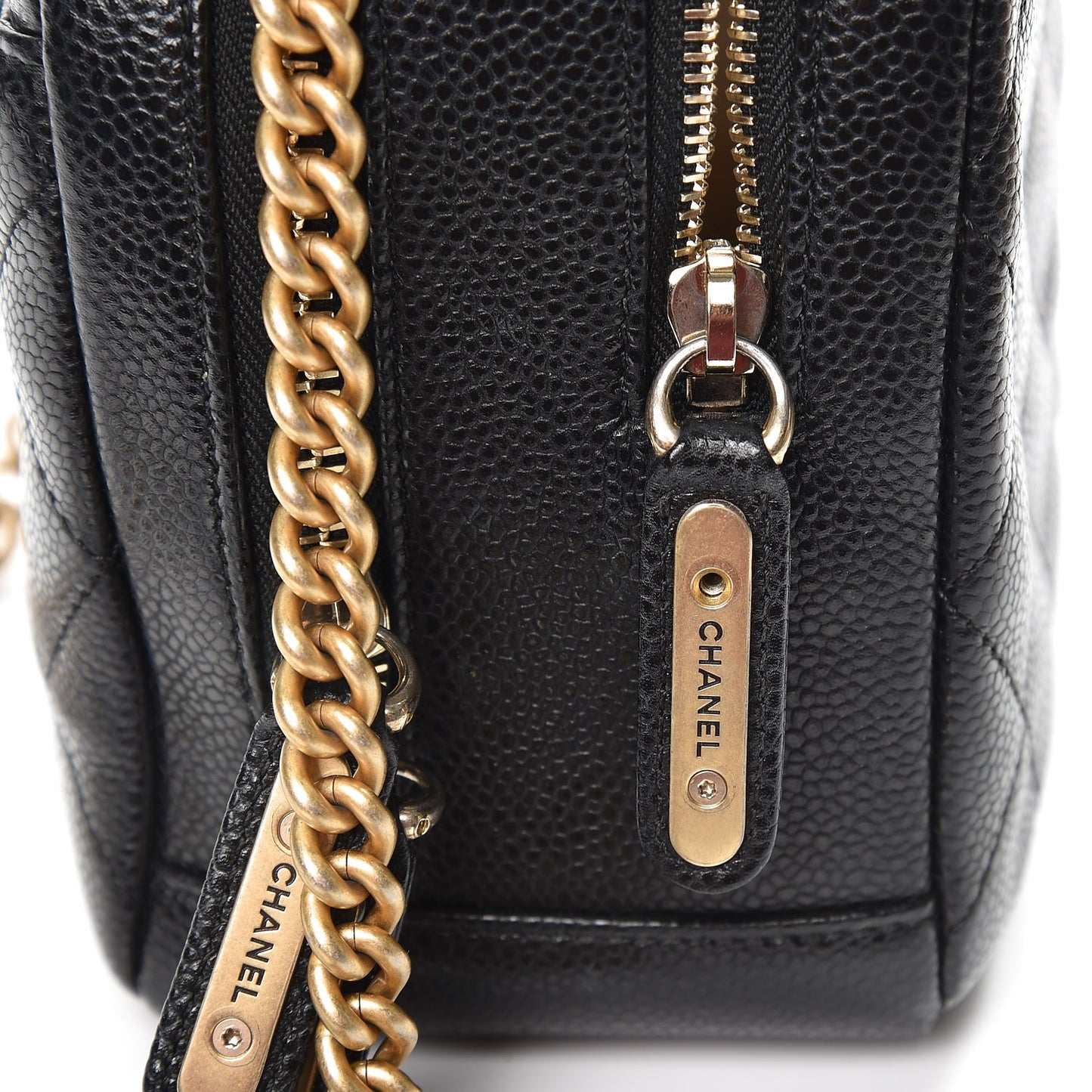 Caviar Quilted Small Carry Around Bowling Bag Black