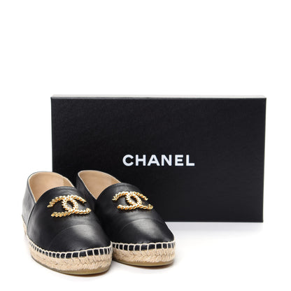 Chanel Calfskin Chain CC Espadrilles 38 Black 11 of 11
