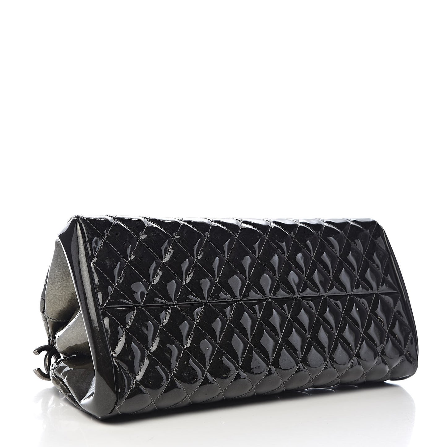 Metallic Patent Quilted Medium Just Mademoiselle Bowling Bag Silver Degrade