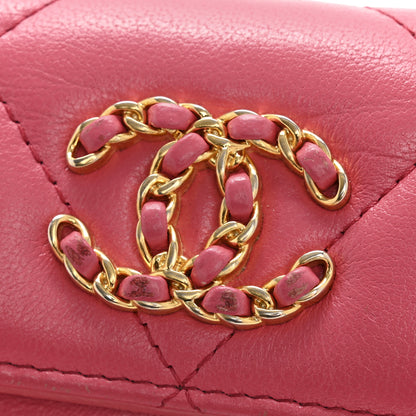 Chanel Lambskin Quilted Chanel 19 Small Flap Wallet Pink 10 of 12