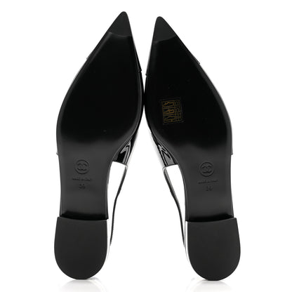 Chanel Patent Calfskin Cap Toe Slingback Flats 39 Black 5 of 9