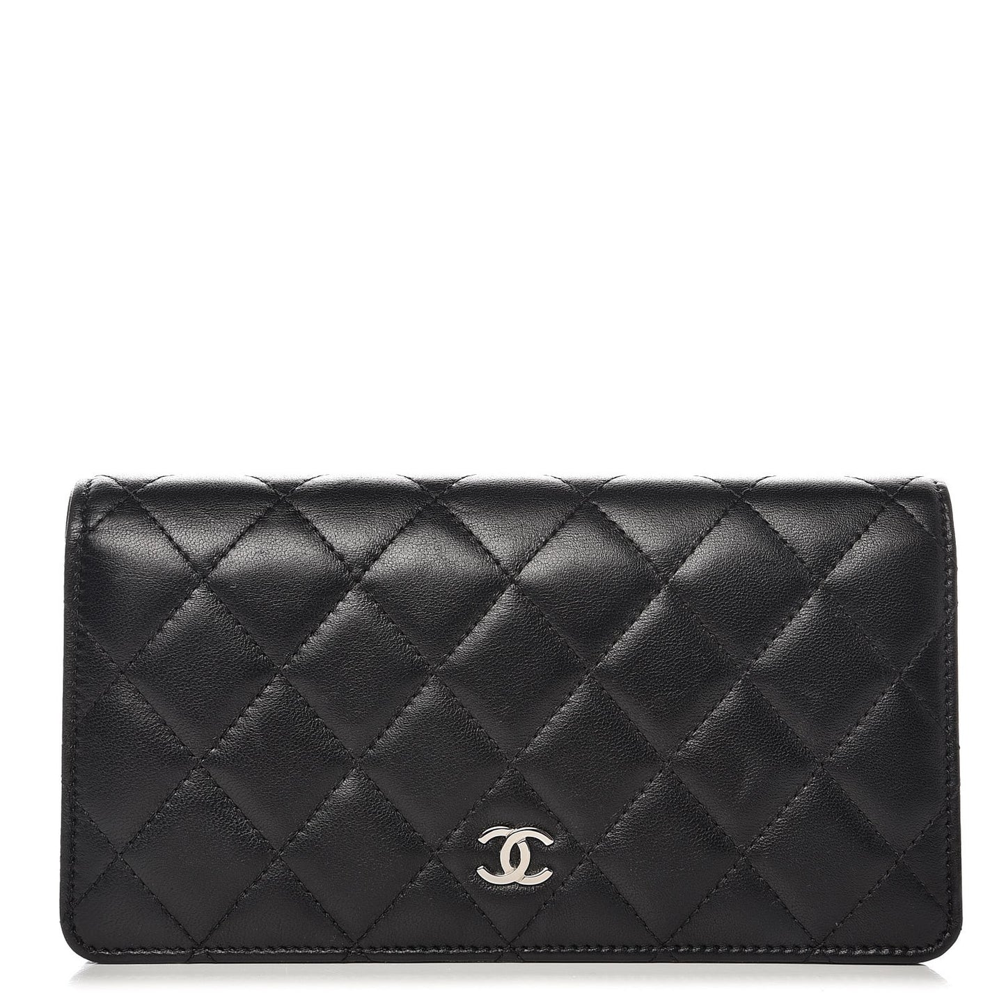 Lambskin Quilted Yen Wallet Black
