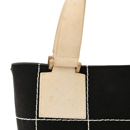 Chanel Canvas Square Stitched CC Small Tote Bag Black 16 of 19