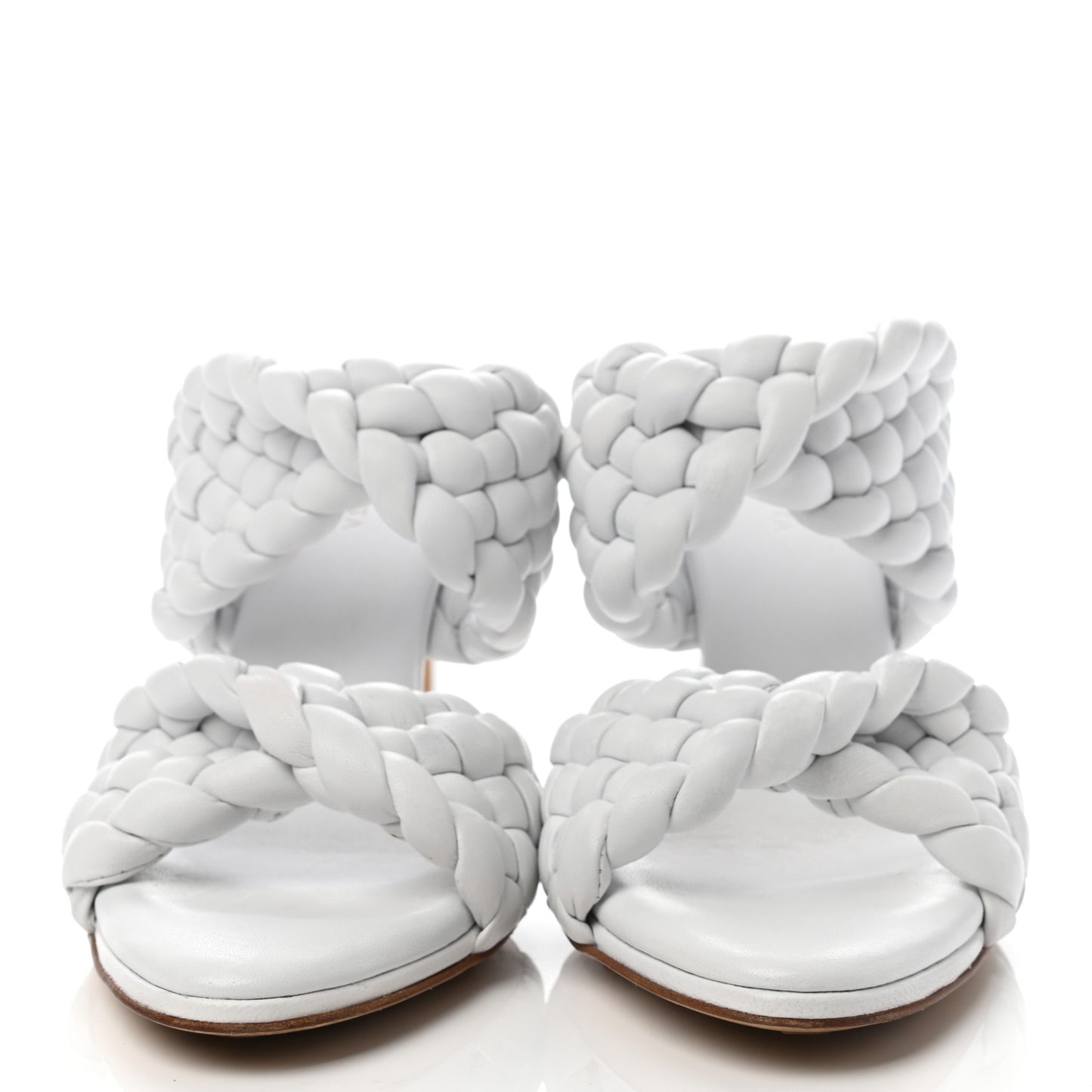 Nappa Twisted Padded Intrecciato Curve Slide Sandals 38.5 Optic White
