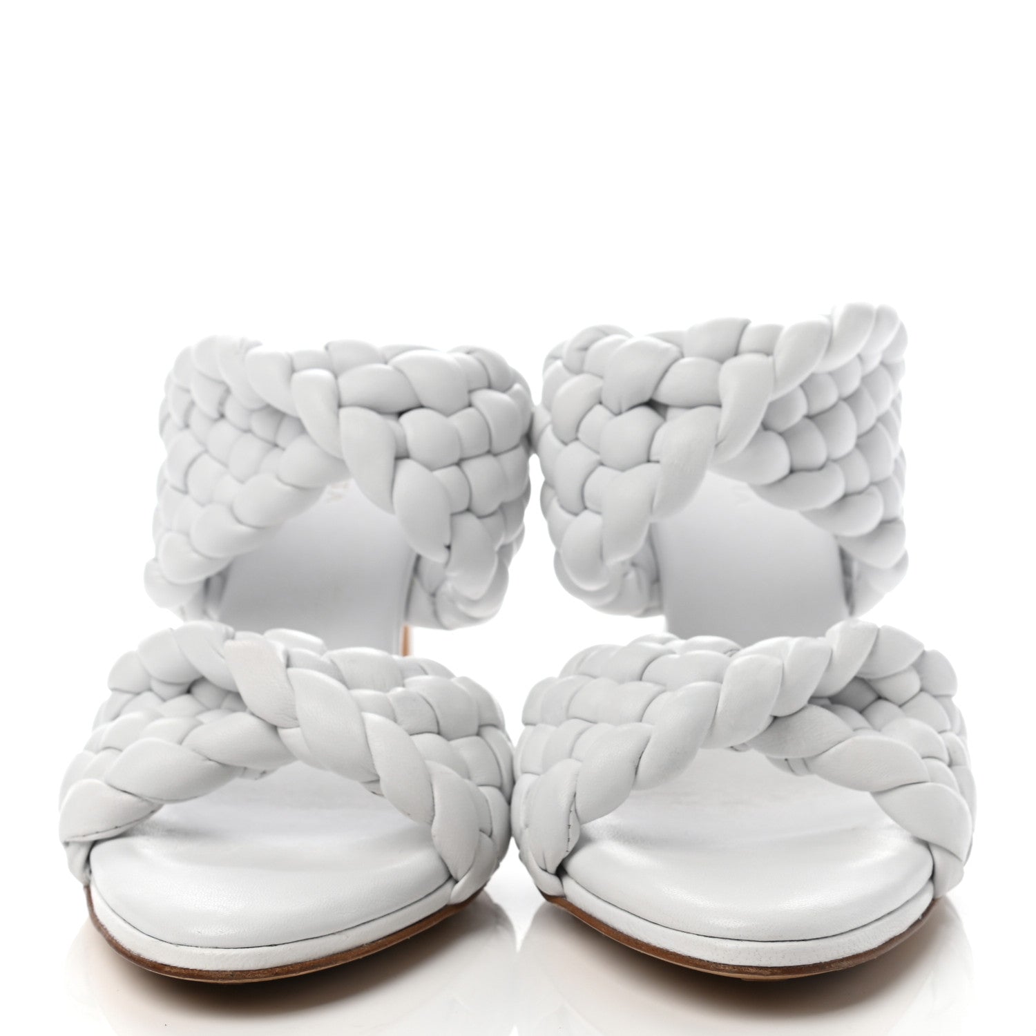 Bottega Veneta Nappa Twisted Padded Intrecciato Curve Slide Sandals 38.5 Optic White 2 of 7