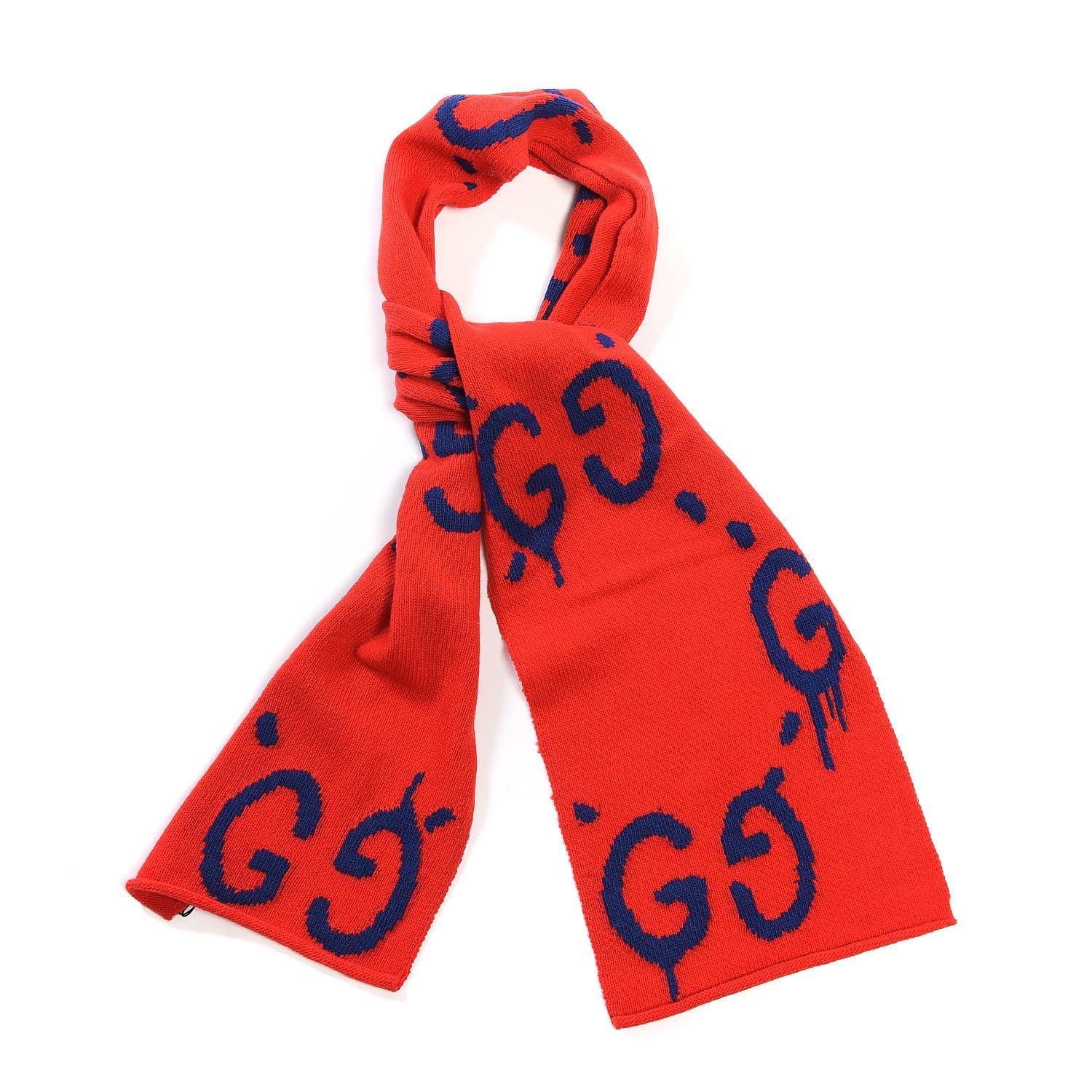 Gucci Wool Tricot GG Writers Scarf Flame Blue 1 of 4