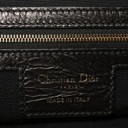 Christian Dior Crinkled Calfskin Macrocannage Large Voyage Bag Black 6 of 9