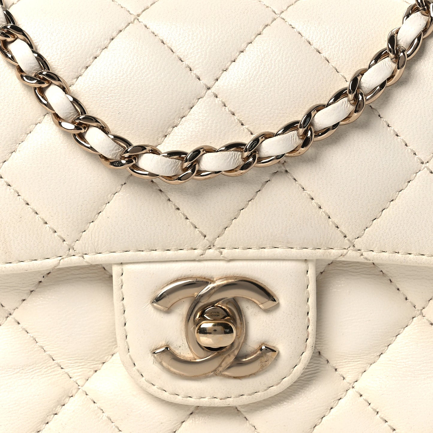 Lambskin Quilted Mini Crystal Top Handle Rectangular Flap White