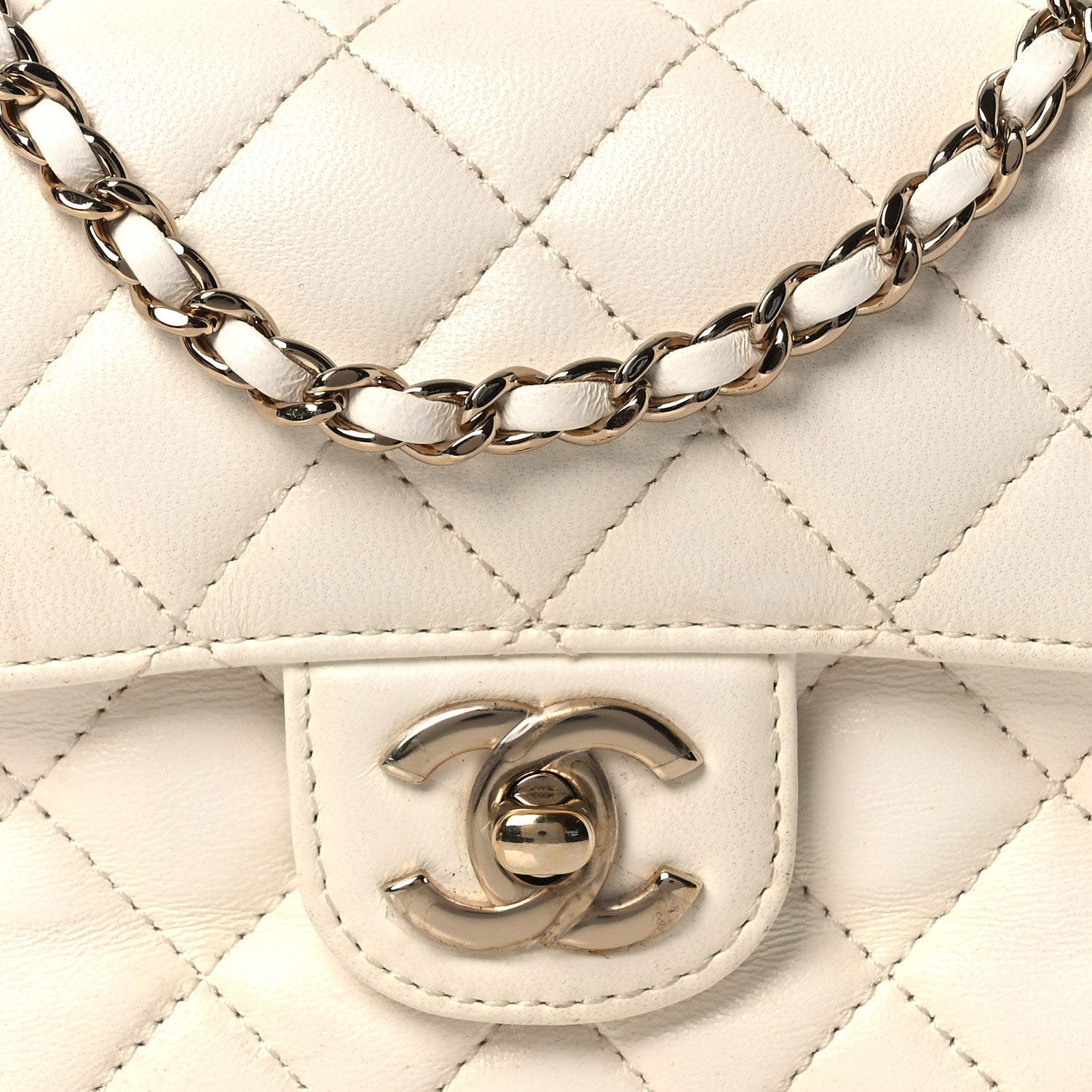 Chanel Lambskin Quilted Mini Crystal Top Handle Rectangular Flap White 8 of 17