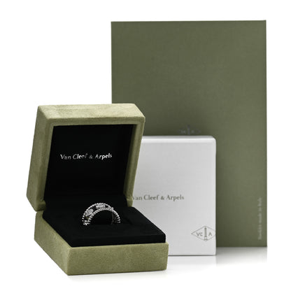 Van Cleef & Arpels 18K White Gold Diamond Medium Perlee Clover Band Ring 55 7.25 5 of 5