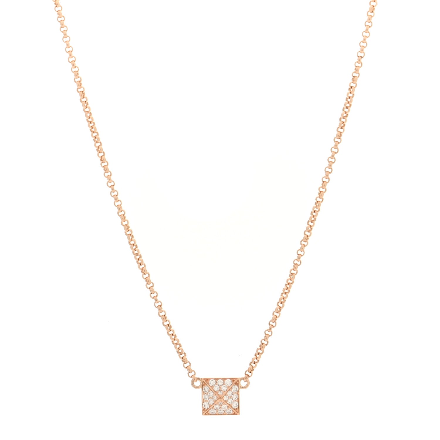 Hermes 18K Rose Gold Diamond Clou d'H Pendant Necklace 1 of 5