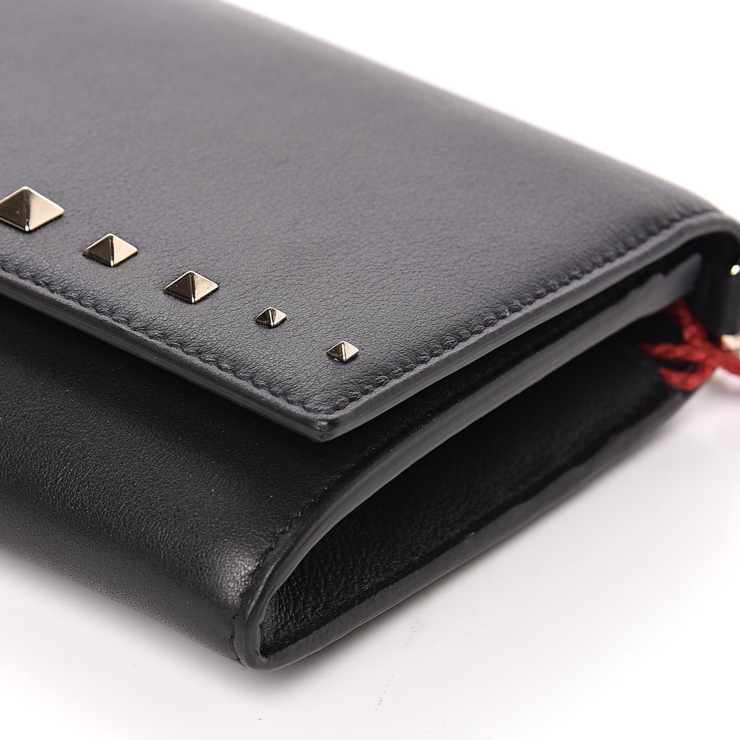 Vitello Rockstud Crossbody Wallet on Chain Black