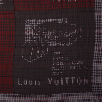 Louis Vuitton Mens Fleece Wool Silk Trunks Shawl Gris Rouge 1 of 5