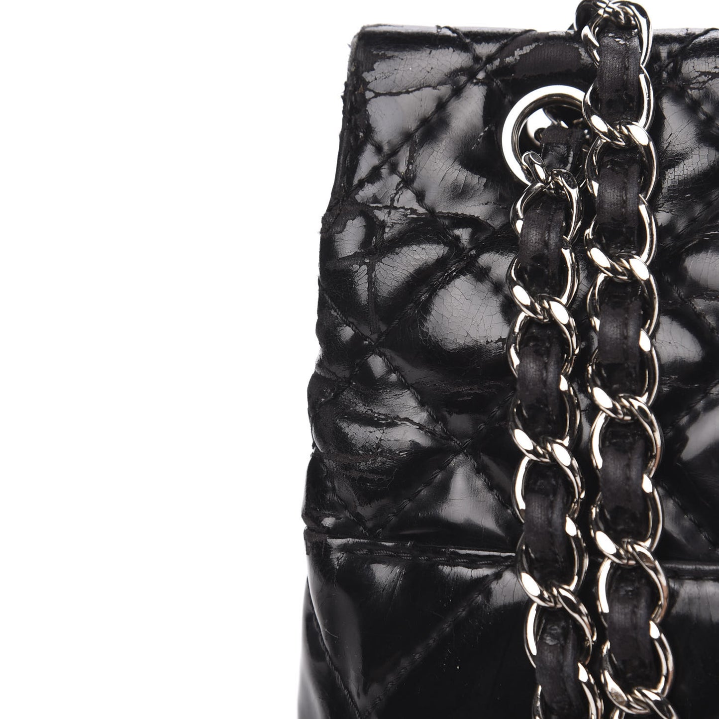 Vinyl Quilted In the Business Flap Bag Black