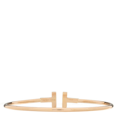 Tiffany 18K Rose Gold Diamond T Wire Bracelet 2 of 3