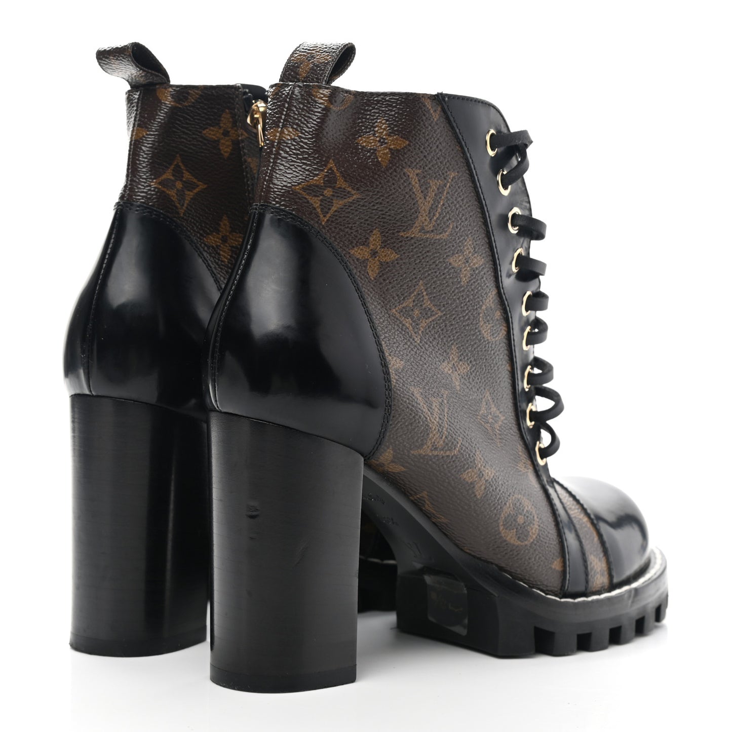 Patent Calfskin Monogram Star Trail Ankle Boots 38.5 Black