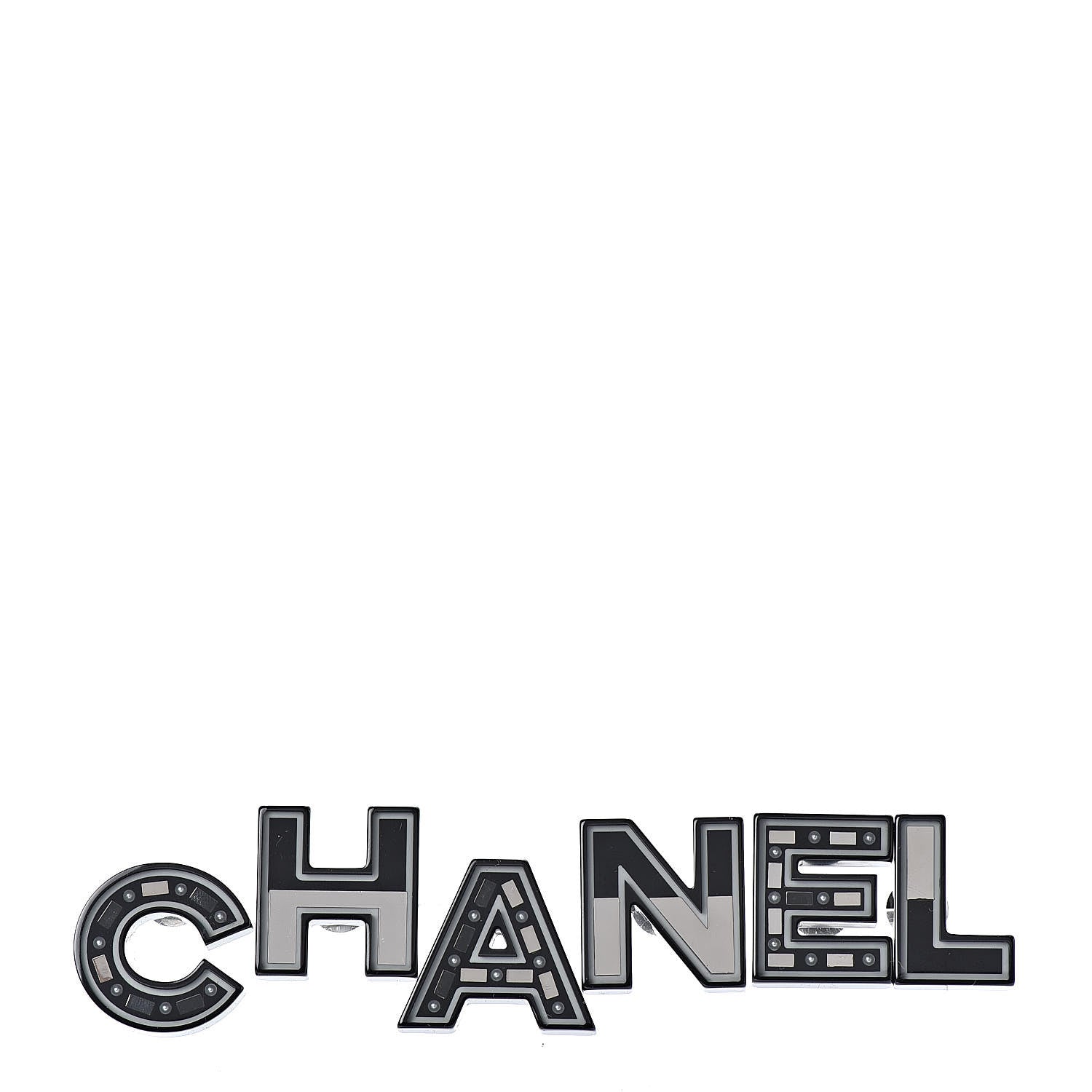 Chanel Resin Mirror Logo Brooch Set Black 1 of 5