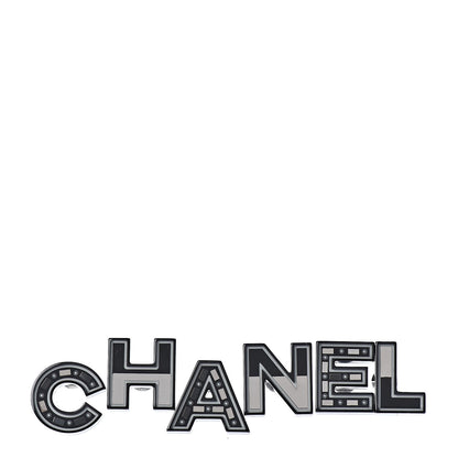 Chanel Resin Mirror Logo Brooch Set Black 1 of 5