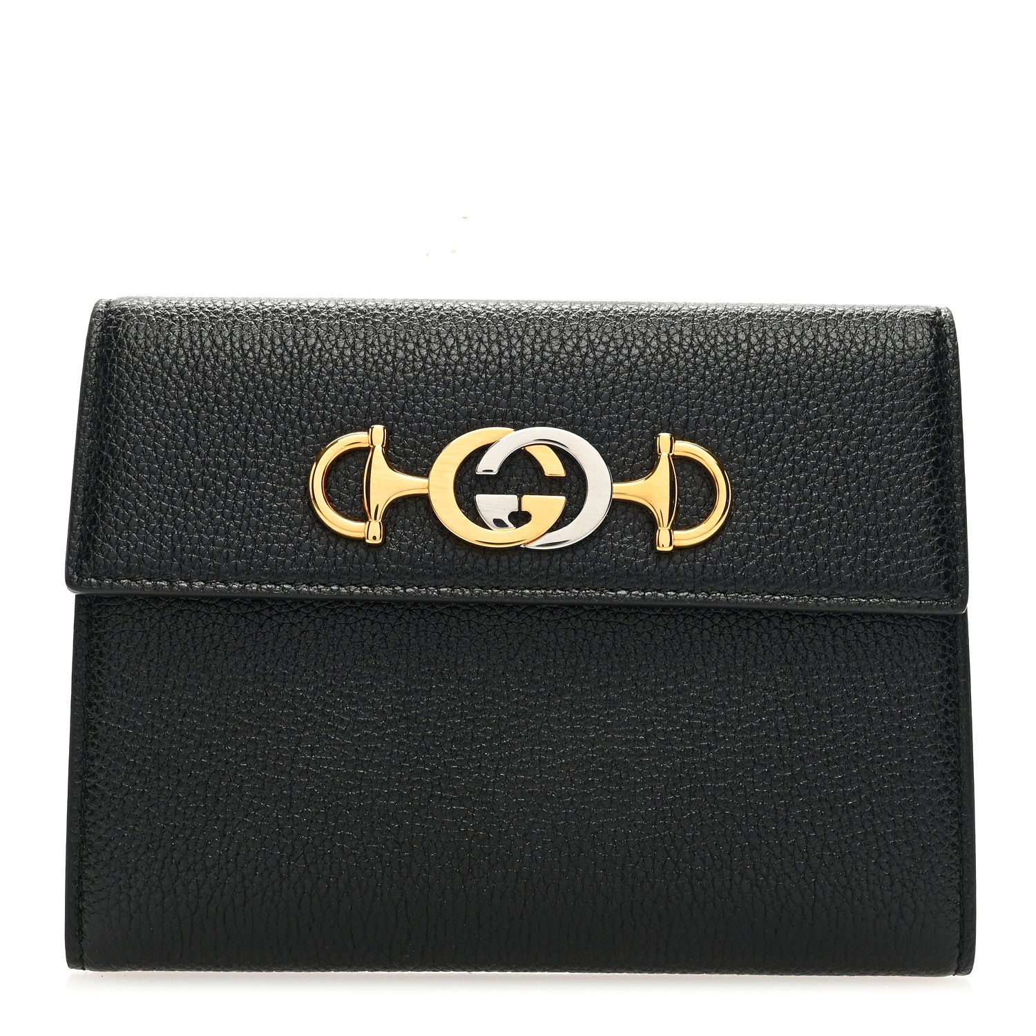 Gucci Grainy Calfskin Zumi Flap Card Case Black 1 of 7