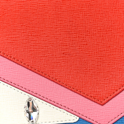Fendi Vitello Elite Crystal Eye Monster Zip Pouch Royal Blue Papavero Multicolor 9 of 10