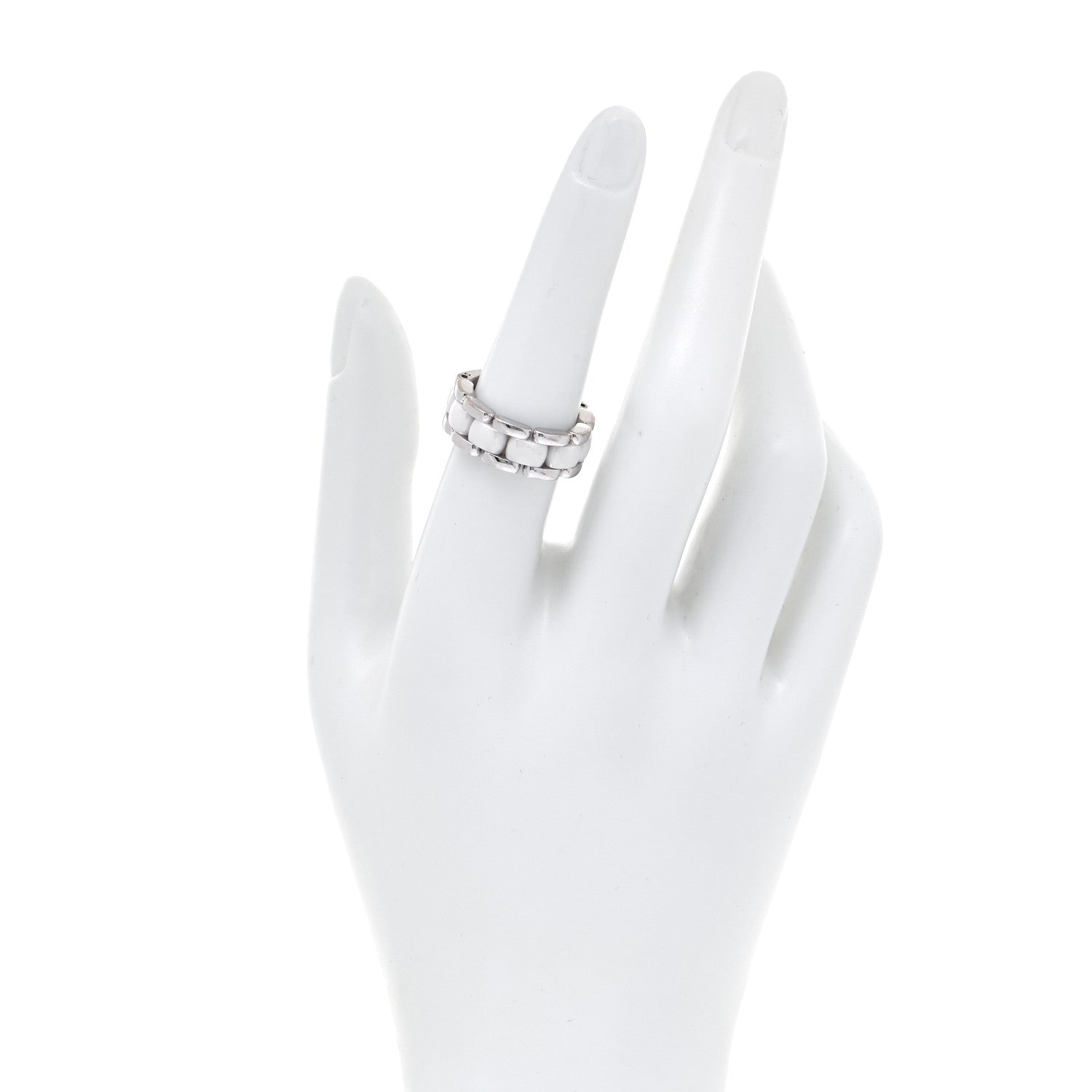 Chanel 18K White Gold White Ceramic Medium Ultra Ring 53 6.5 2 of 4