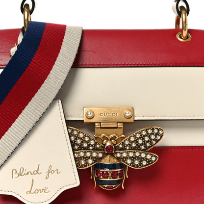 Gucci Calfskin Sylvie Web Small Queen Margaret Top Handle Bag Hibiscus Red Mystic White 8 of 10