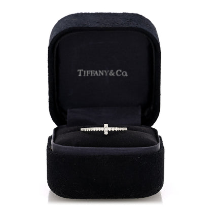 Tiffany 18K White Gold Diamond T Wire Pave Ring 54 7 5 of 5
