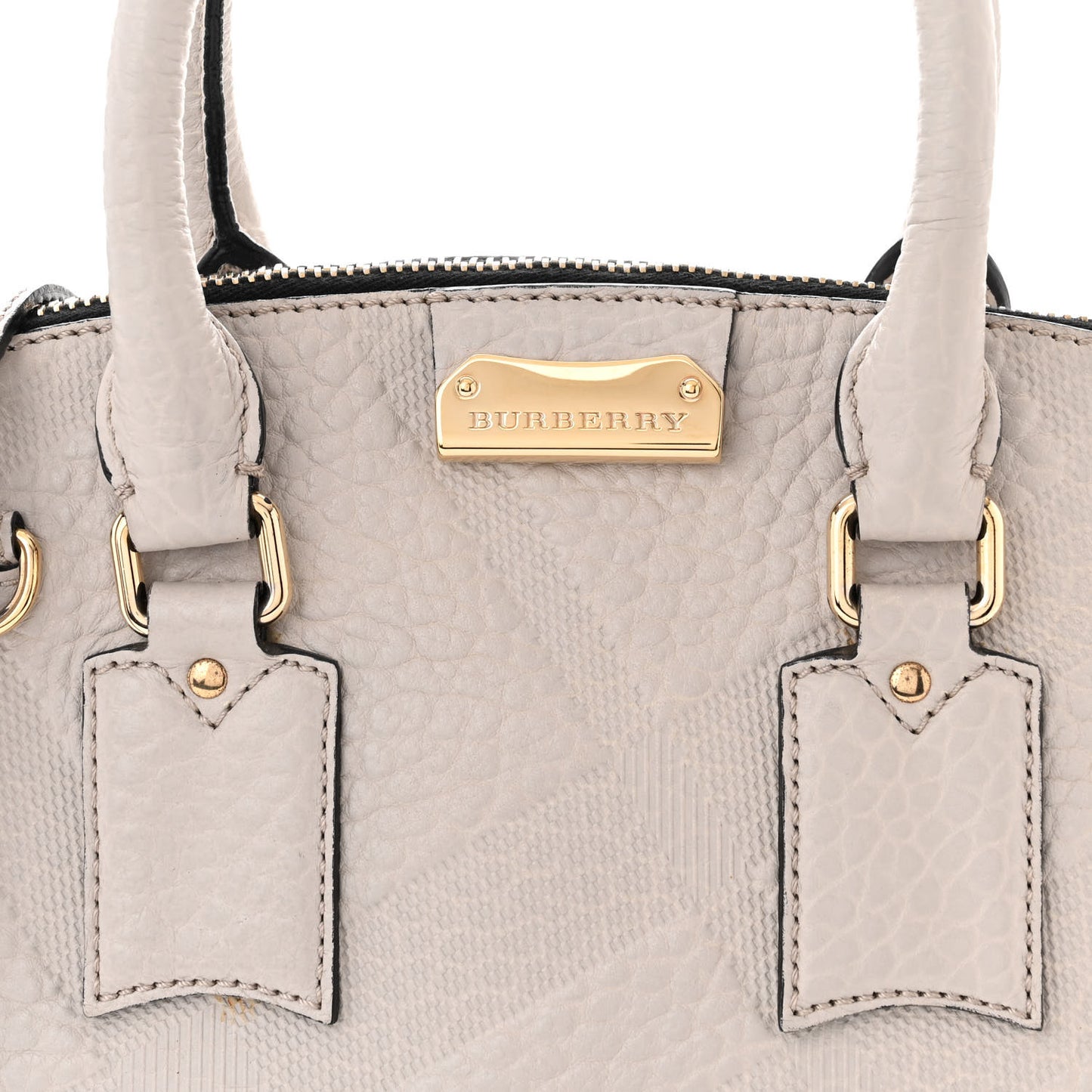 Heritage Grain Check Embossed Small Orchard Bowling Bag Pale Grey