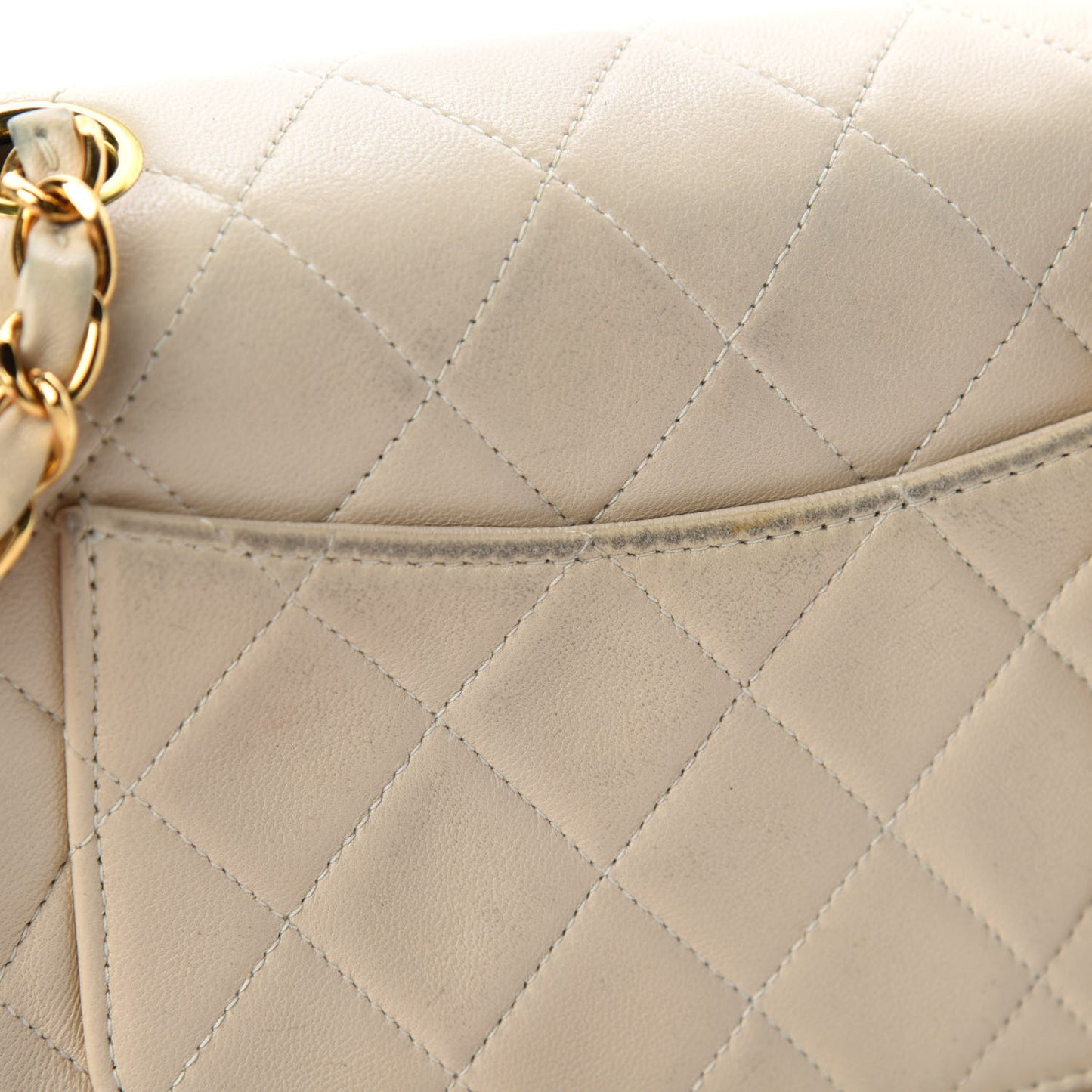 Lambskin Quilted Mini Square Flap Beige