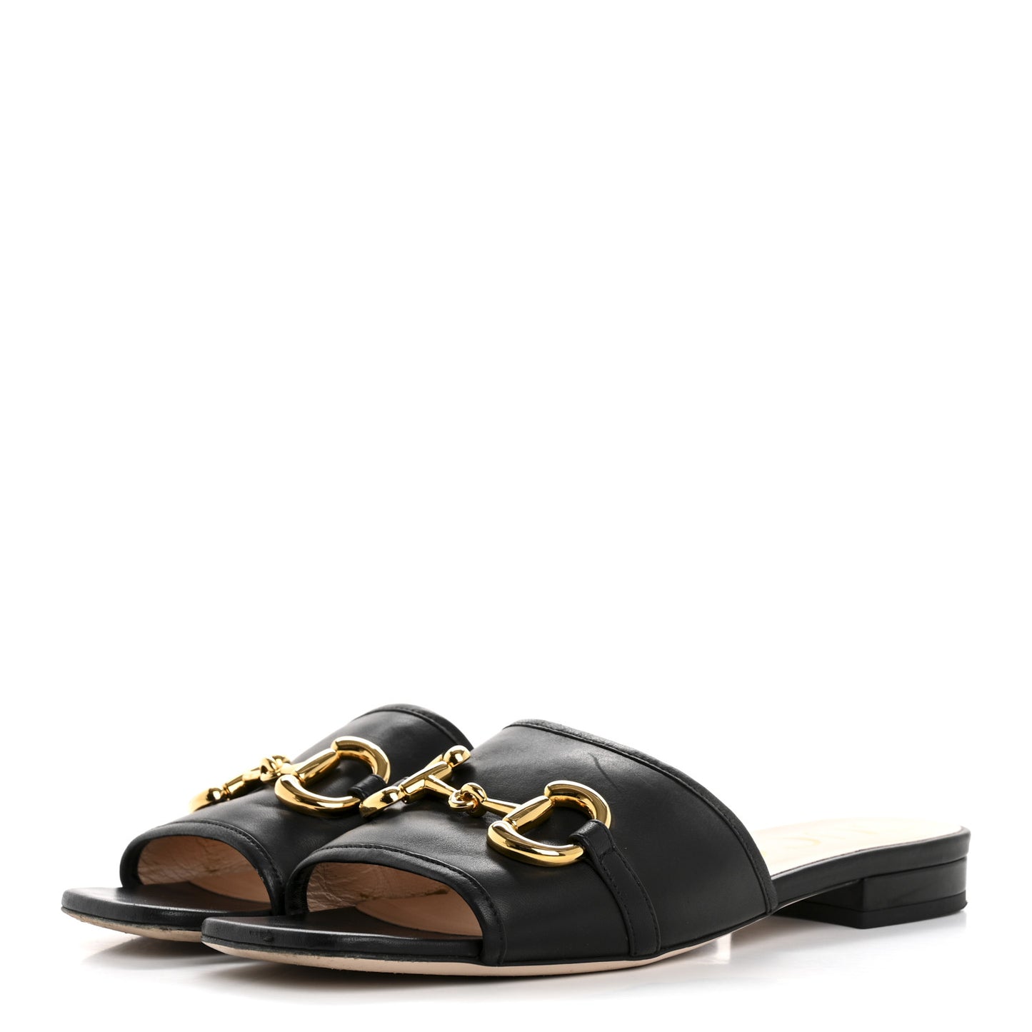 Nappa Horsebit Flat Slide Sandals 38 Black