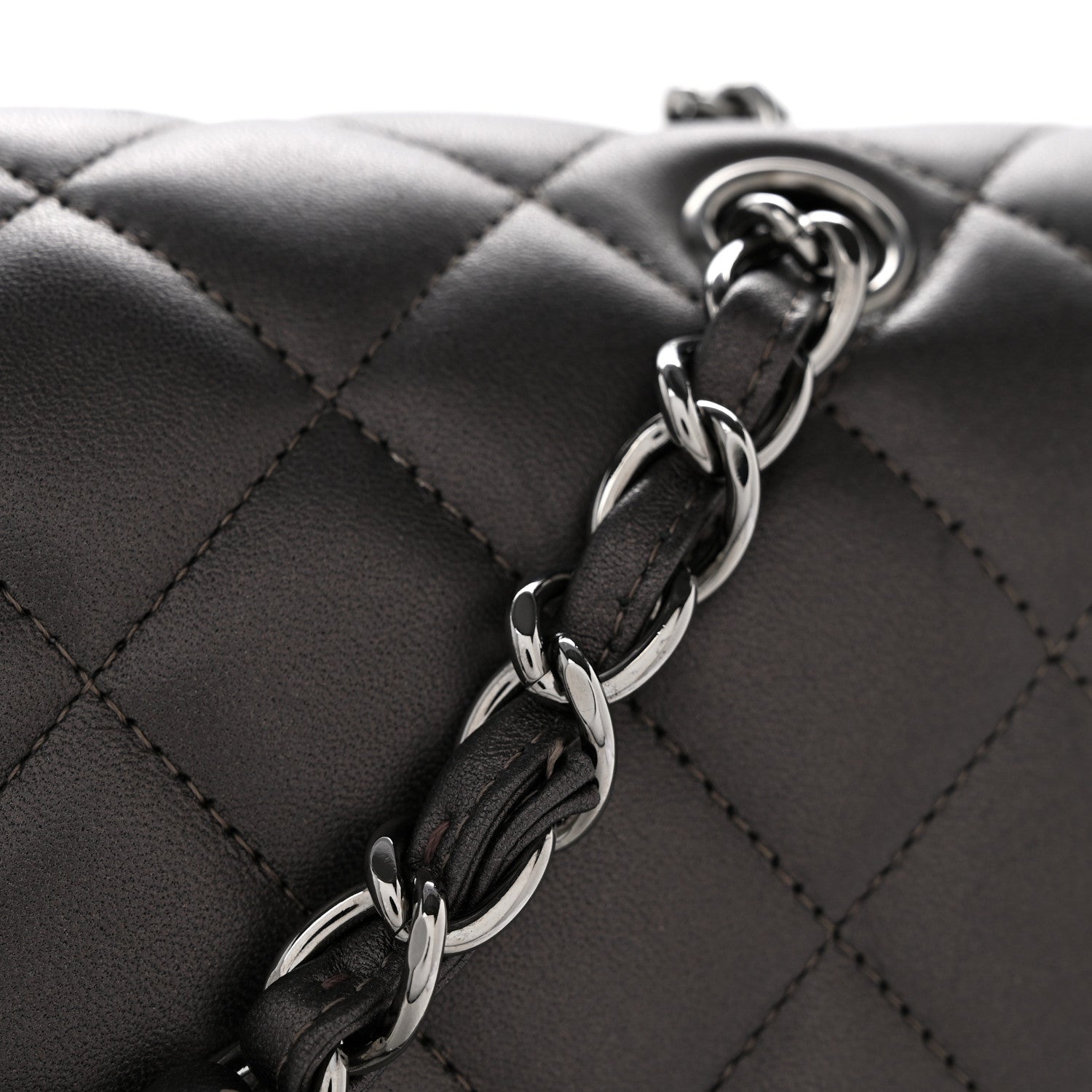 Chanel Metallic Lambskin Quilted Maxi Single Flap Dark Grey 13 of 13