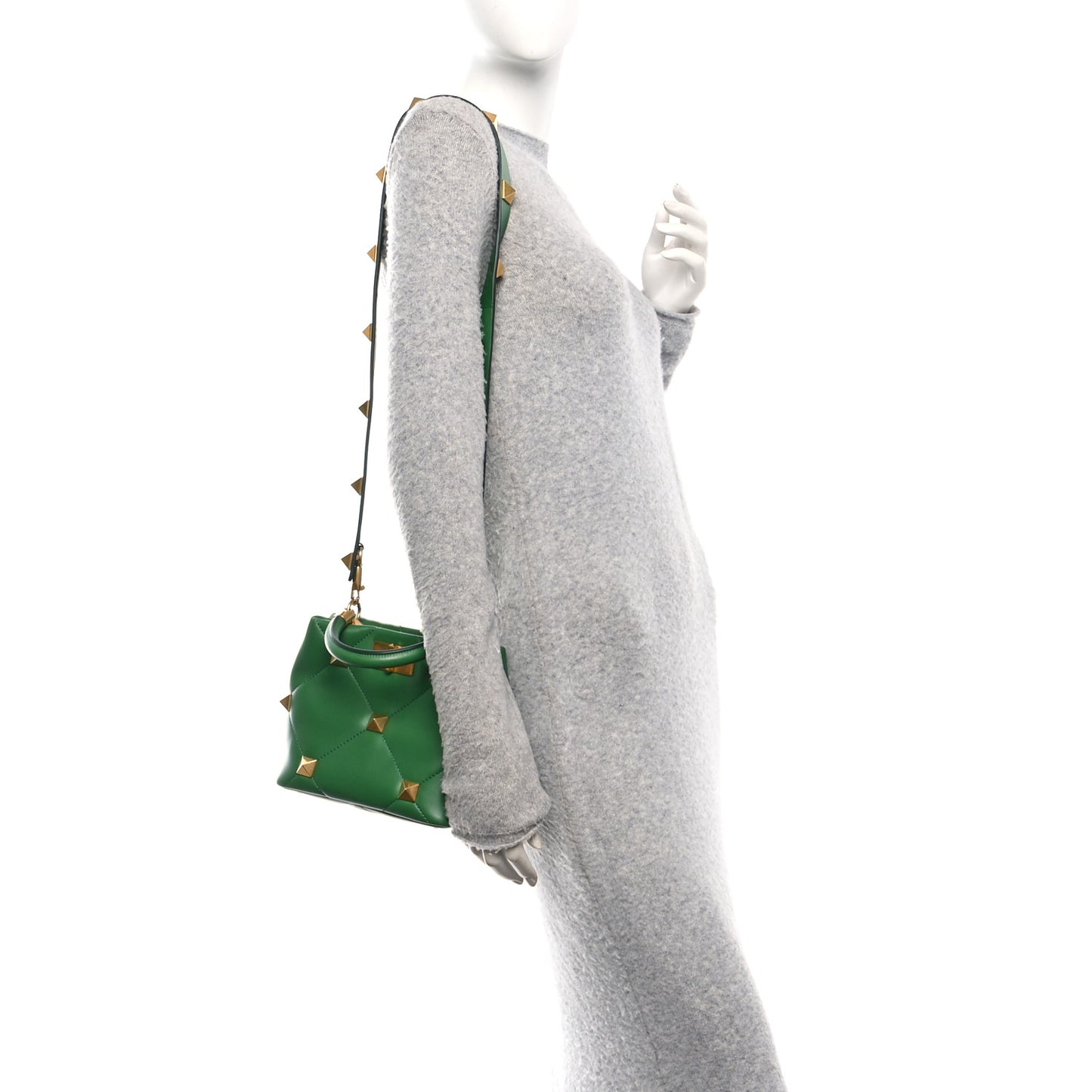 Nappa Small Roman Stud The Handle Bag Gea Green