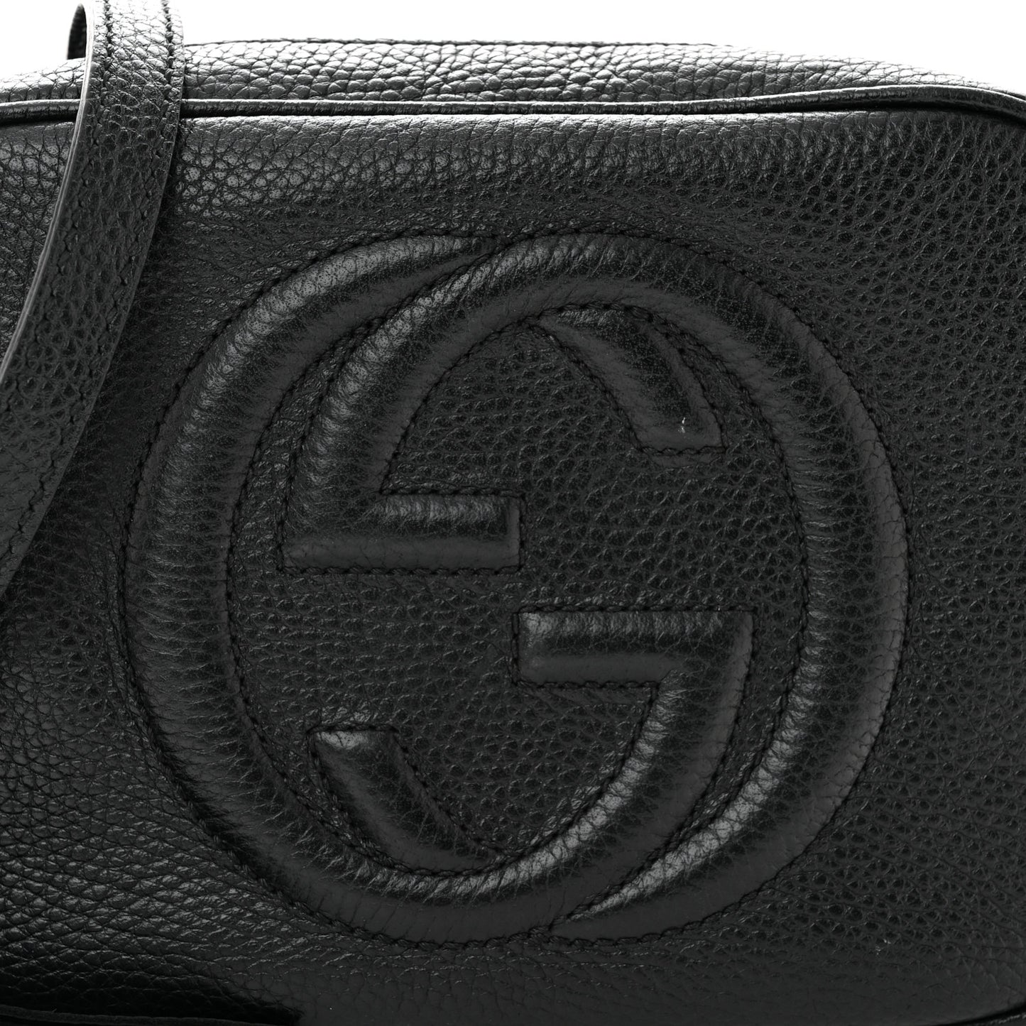Pebbled Calfskin Small Soho Disco Bag Black