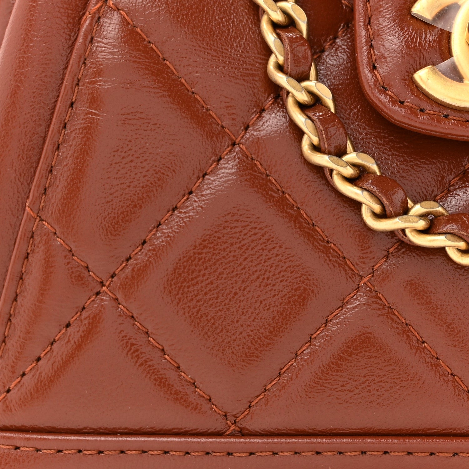 Chanel Shiny Lambskin Quilted Mini Cocodoc Top Handle Bag Brown 8 of 12