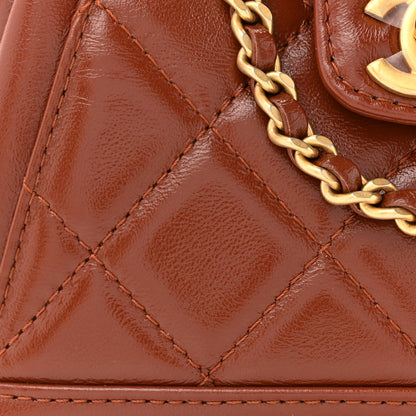 Chanel Shiny Lambskin Quilted Mini Cocodoc Top Handle Bag Brown 8 of 12
