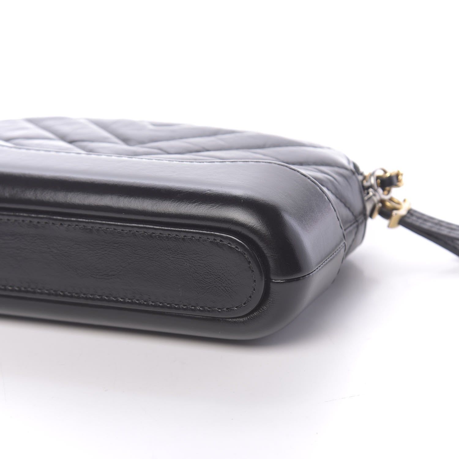 Chanel Aged Calfskin Chevron Quilted Small Gabrielle Clutch With Chain Black 10 of 11