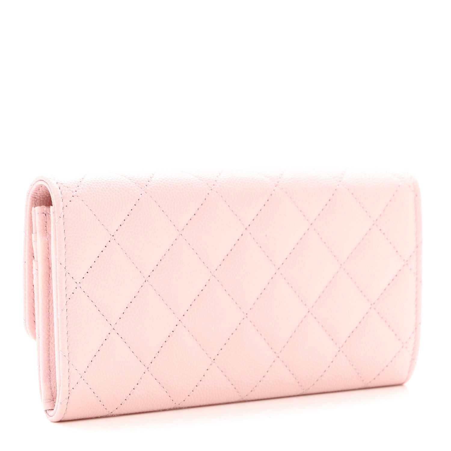 Chanel Caviar Quilted Crystal CC Large Gusset Flap Wallet Pink 2 of 8