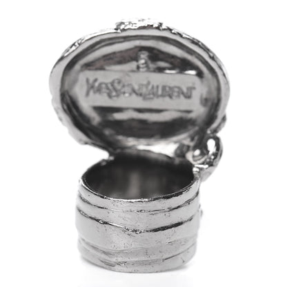 Saint Laurent Glass Cabochon Gunmetal Arty Ovale Ring 5 Black 2 of 4