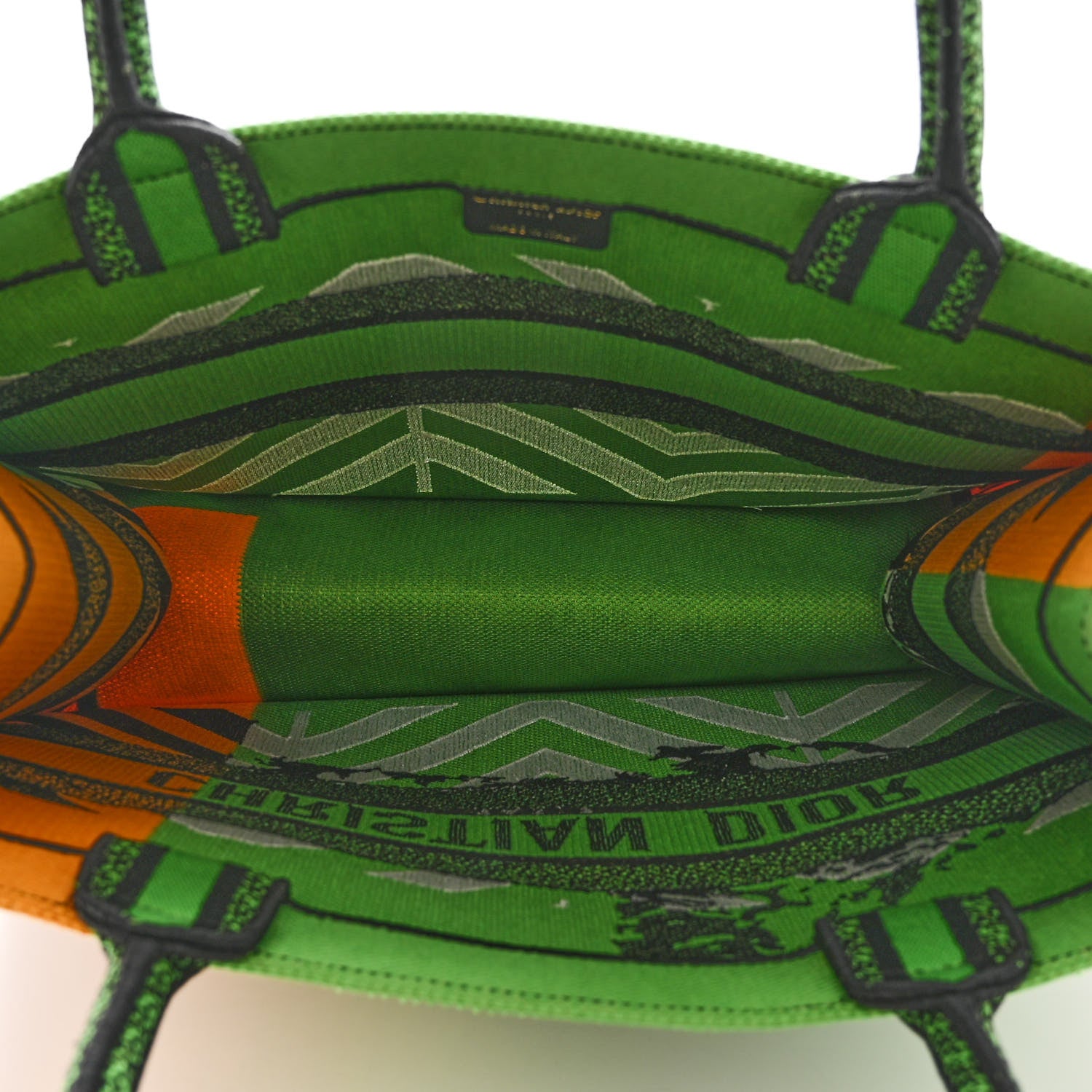 Christian Dior Canvas Embroidered Medium Jungle Pop Book Tote Green Multicolor 5 of 9