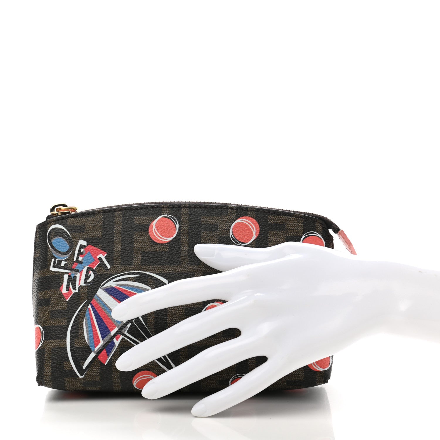 Fendi Zucca Spalmati Umbrella Print Cosmetic Pouch Tobacco 2 of 8