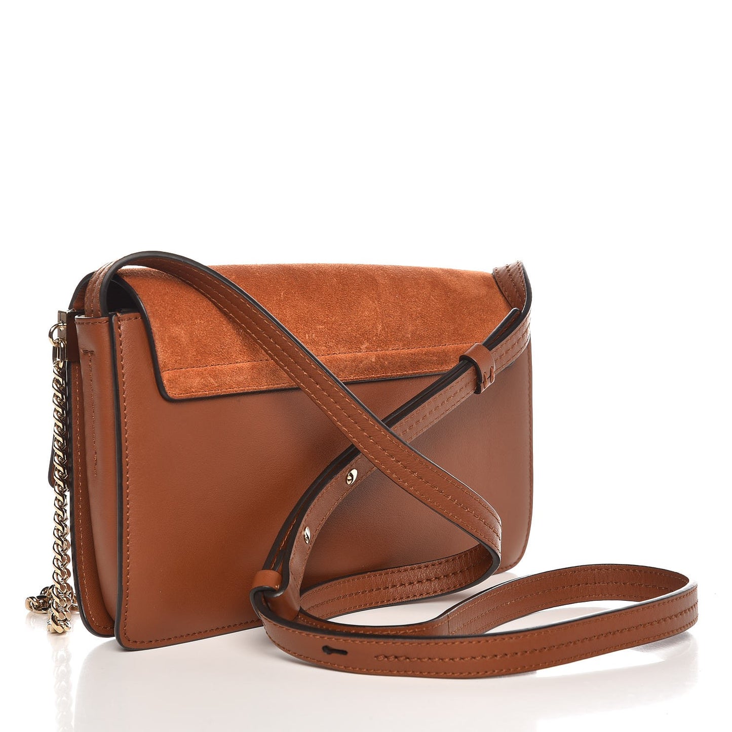 Suede Calfskin Small Faye Shoulder Bag Tobacco