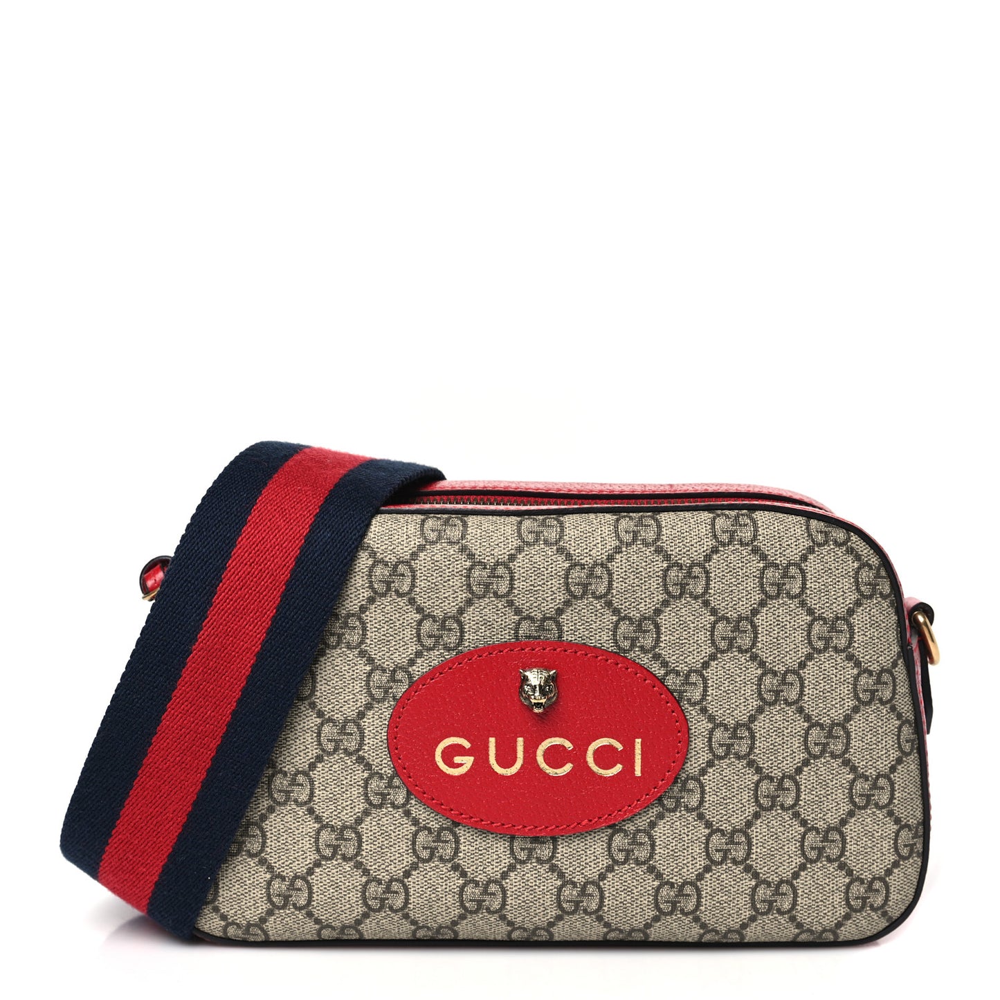 GG Supreme Monogram Web Neo Vintage Shoulder Bag Beige Red