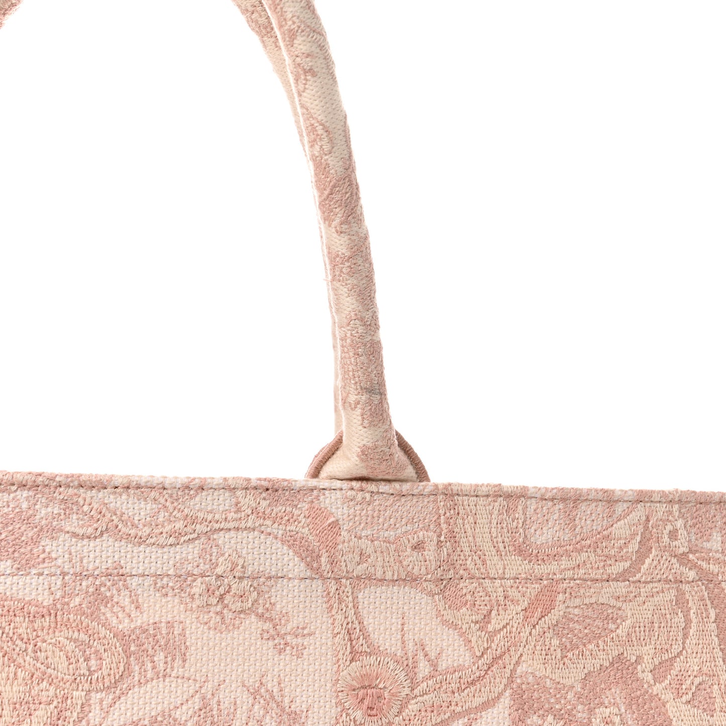 Canvas Toile De Jouy Embroidered Large Book Tote Pink