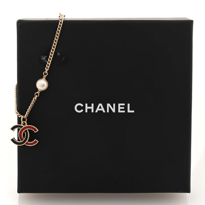 Chanel Enamel Pearl CC Bracelet Gold Red Black 5 of 5